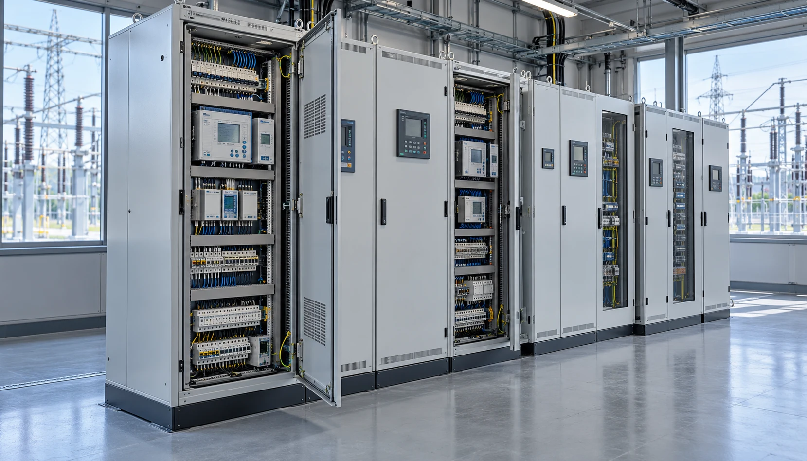 Prefabrykowane szafy zabezpieczeń i sterowania w stacji elektroenergetycznej